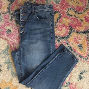 American Eagle Outfitters High Rise Blue Jeans With Button Fly